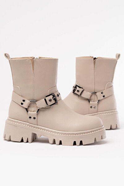 Aymood 868-2015 Бежеві жіночі черевики на блискавці для щоденного носіння