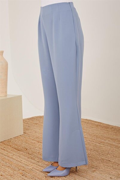 Armine Yanı Yıtmaçlı Yüksek Bel Pantolon 23y2401 Gri Mavi