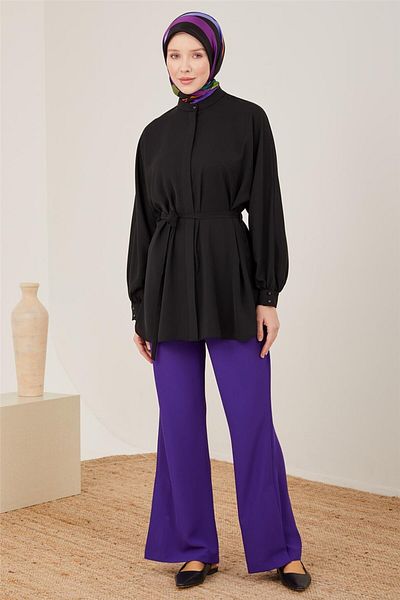 Armine Pantaloni cu fante laterale cu talie înaltă 23y2401 - Amethyst
