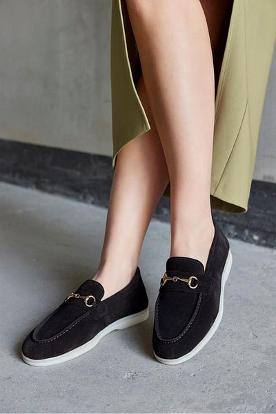 NILUFARR Laura Black Genuine Suede Women's Casual Shoes