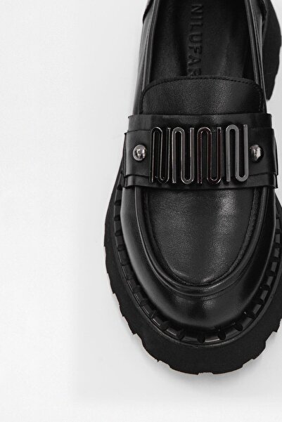 NILUFARR Чорні лофери Dashiel для жінок з натуральної шкіри