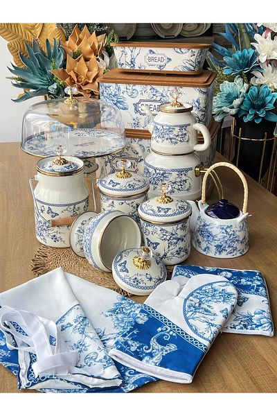 ROSSEV Blue Enamel Kitchen Set 13 Pieces