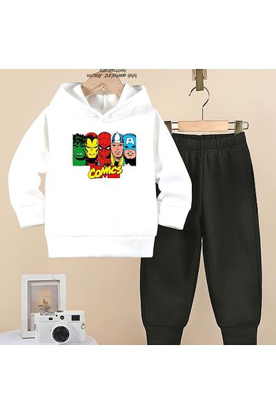BENROMA Unisex Παιδική φόρμα γυμναστικής - Comics Printed, Oversize Fit