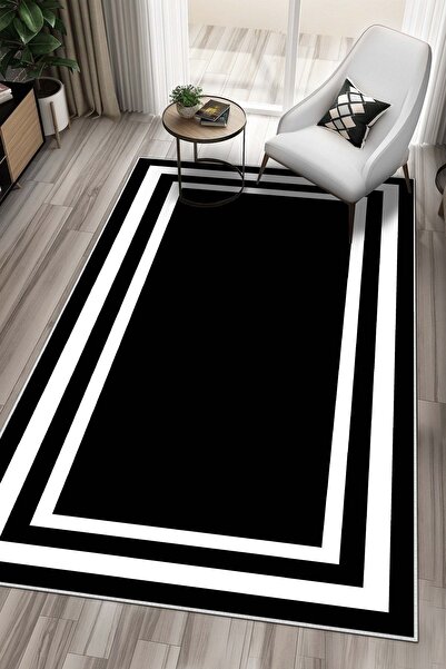 West Home Digital Printing Washable Non-Slip Base Stain Resistant Black Kitch...