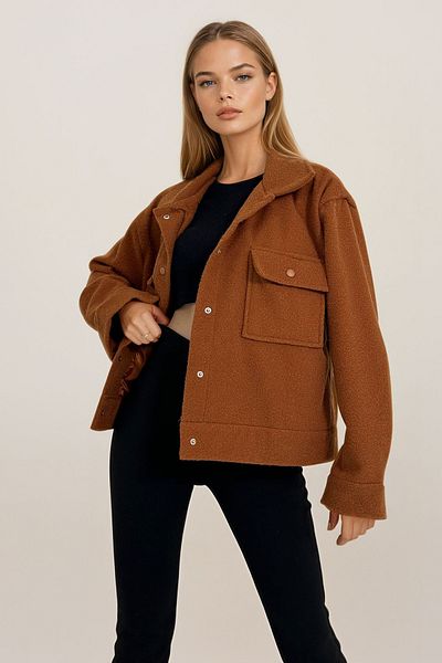 VAGGON Women's Tile Double Pocket Cashmere Coat with Snap Closure Prm1093