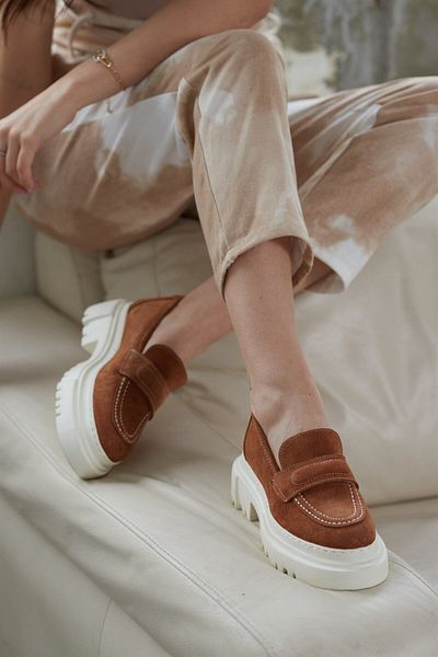 NILUFARR Γυναικείο Loafer Matilda Tan Suede Γνήσιο δέρμα