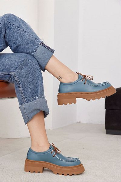 NILUFARR Loafer de damă Gabriel Blue din piele naturală