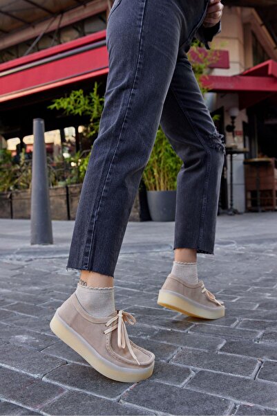 NILUFARR James Bisküvi Hakiki Deri Bağcıklı Kadın Ayakkabı