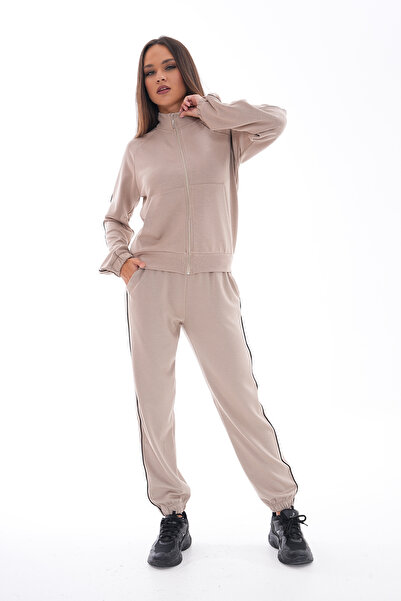 BİKELİFE Women's Stripe Detailed Zippered Tracksuit Set