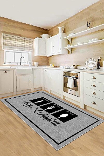 West Home Makinede yıkanabilir kaymaz taban leke tutmaz modern gri mutfak hal...