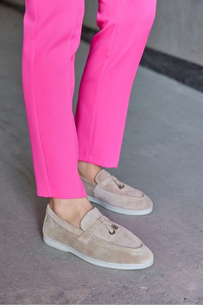 NILUFARR Pantofi ocazional pentru femei Lou Beige din piele intoarsa autentica