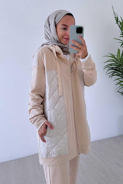Ka Hijab Beige Quilted Hijab Set of 2 - Two Thread