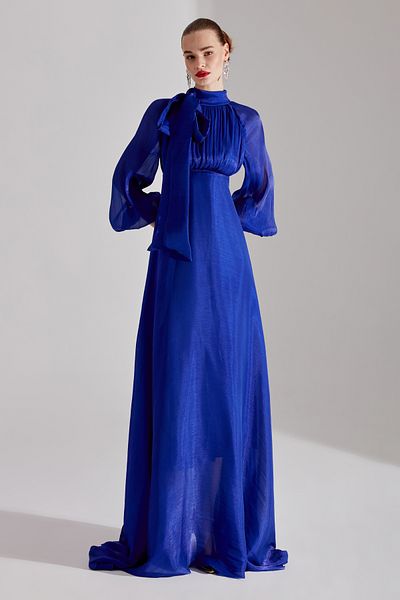BETTY & SAM ELIZABETH Saks Flared Dress - Ribbon Collar