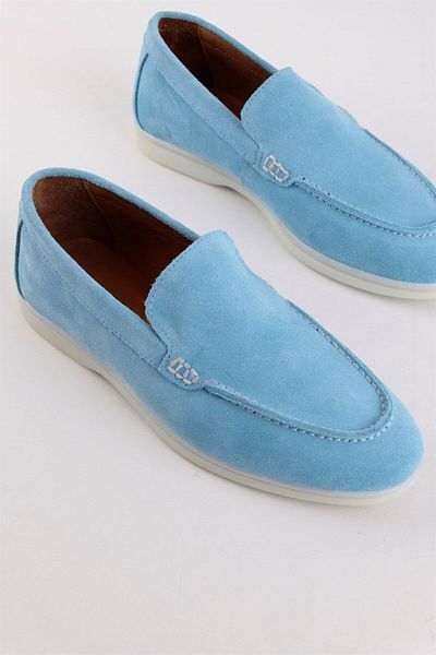 NILUFARR Pantofi ocazional pentru femei Camelia Baby Blue din piele intoarsa autentica