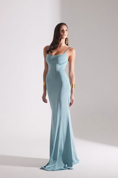 BETTY & SAM Rebecca Water Green Strap Dress - Fish Design
