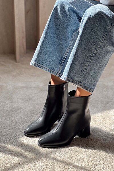 NİŞANTAŞI SHOES Monroe Black Matte - Γυναικείες μπότες με τακούνι με φερμουάρ