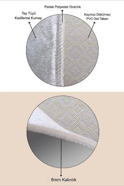 West Home Makinede Yıkanabilir Kaymaz Taban Leke Tutmaz Bej Salon Halısı Mutfak Halısı ve Kesme Yolluk