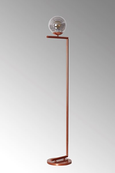 Luzarana Casa Bakır Metal Gövde Füme Camlı Tasarım Lüx Yerden Aydınlatma Lambader