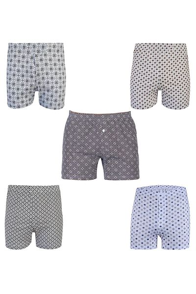 marufshop Мъжки боксерки от 5 части с копчета и принт със звезди, изработени от 100% 100% памук