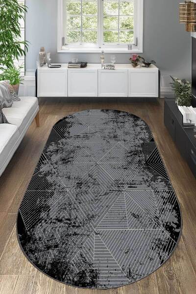 Decomia Home سجادة غرفة المعيشة الحديثة الرقمية غير القابلة للانزلاق وقابلة للغسل سجادة المطبخ سجادة المدخل سجادة بيضاوية