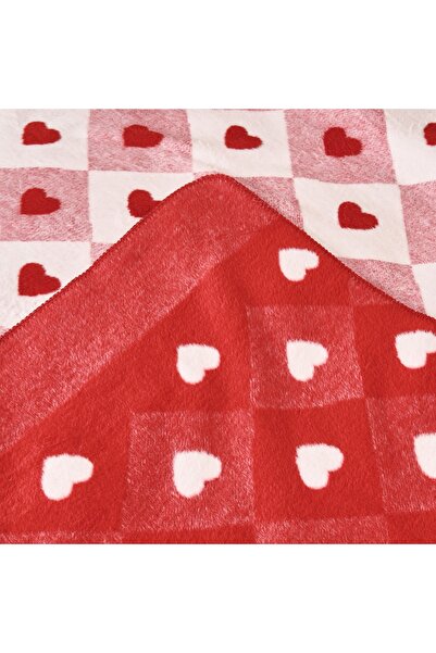 Evidea Soft Heart Cotton Double Blanket - Red - 200X220 cm