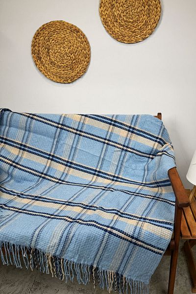 SİHİRLİ AYAKLAR Pătură dublă colorată cu model în carouri - Pătură scotch cu franjuri 180x220