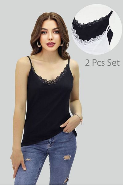 Pampino Women's Luxury Lace Tank Top Set (2 Colors) Ramadan Eid Special Price