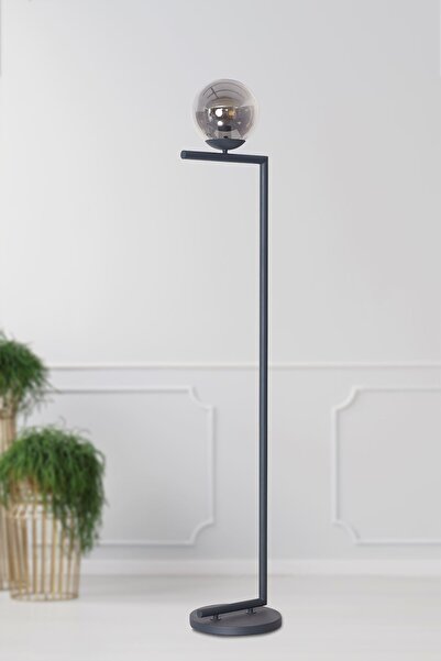 Luzarana Casa Antrasit Metal Gövde Füme Camlı Tasarım Lüx Yerden Aydınlatma Lambader