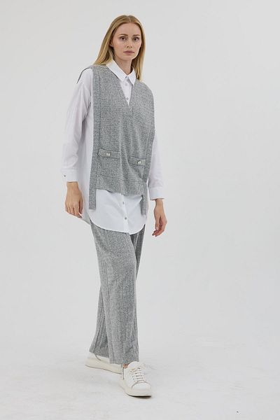 Moodbasic Set de tricotaj cu detaliu cămașă - gri