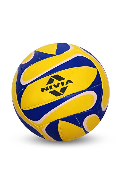 Nivia كرة طائرة مطاطية ٤٧٢ | أصفر وأزرق | مقاس ٤ | متينة ومتينة | كرة رياضية وتدريبية