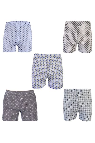 marufshop Мъжки боксерки от 5 части с копчета и принт със звезди, изработени от 100% 100% памук