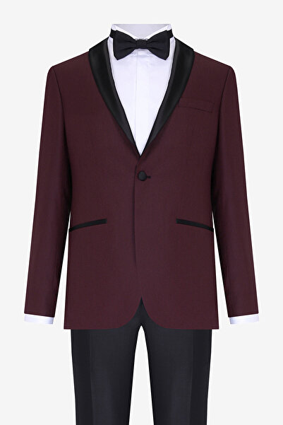 W Collection BORDO ŞAL YAKA SMOKİN TAKIM ELBİSE