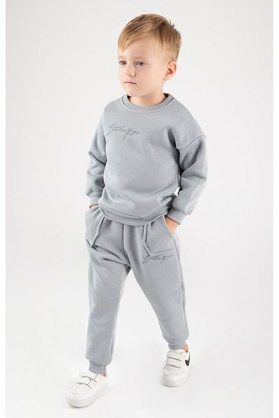 Favo Kids Boy's Embroidered Sweatshirt Jogger Set - 2-5 Years, Cotton Raised, 3 Strings Fv-15917