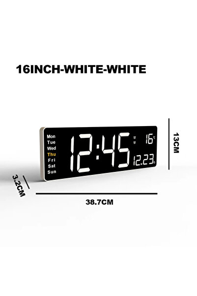 Choice 16 inç Dijital Duvar Saati Büyük LED Çalar Saat Uzaktan Kumanda Tarih ...