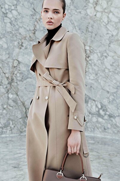 Zühre Zincir Detaylı Bej Trençkot 13560