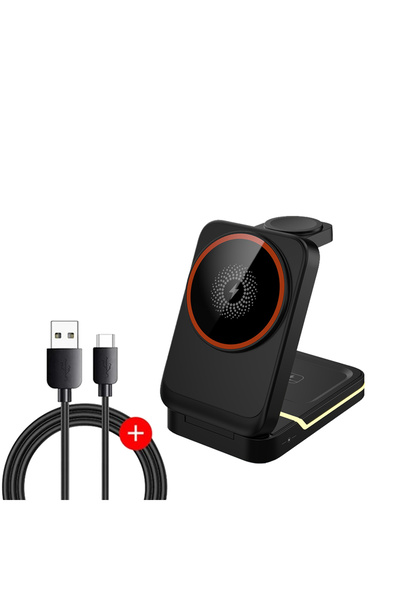 Choice شاحن لاسلكي مغناطيسي لهاتف iPhone 16 15 14 13 12 Pro Max/Mini/Plus/iWatch/Airpods قابل للطي مع حامل هاتف
