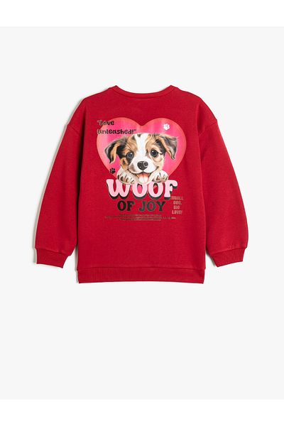 Koton Dog Printed Crew Neck Long Sleeve Sweatshirt