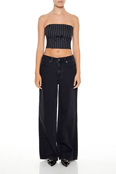 Forever 21 Çizgili Fiyonk Detaylı Straplez Top