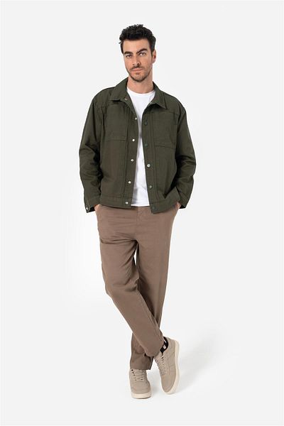 Brothers Ανδρικό λεπτό μπουφάν Gabardine Textured - Χαλαρή εφαρμογή, λεπτομέρεια τσέπης, πράσινο B11.242
