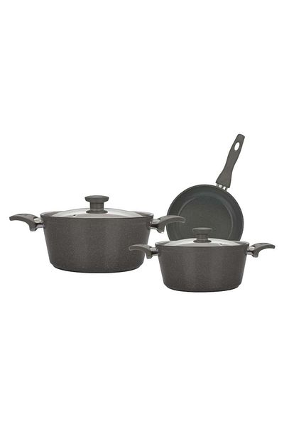 MISTERCOOK Mister Cook 5-piece Gray Granite Cookware Set - Stylish & Durable