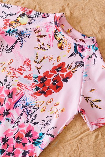 Cansın Mini Girl's Pink Hat Swimsuit Set - 19050