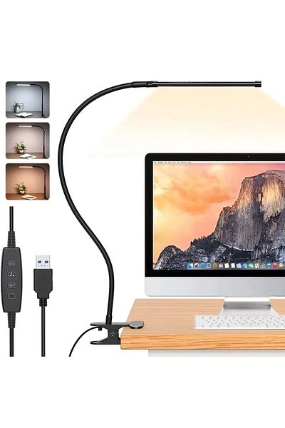 Choice 40cm Height Black 10W LED Desk Lamp with Clamp Dimmable Clip On Reading Light 10 Brightness Level 3
