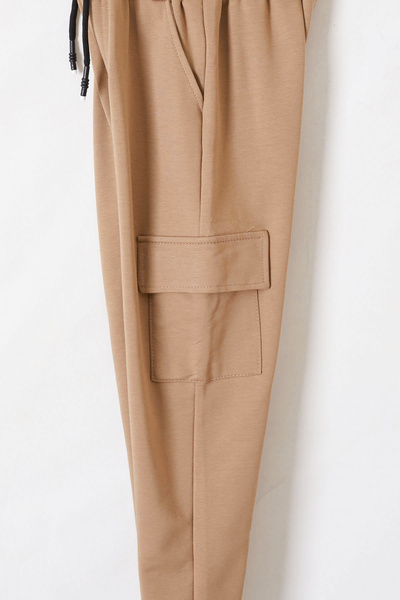 Cansın Mini Boy's Cargo PockEtEd School SwEatpants - CrEam, Elastic Waist, 19127