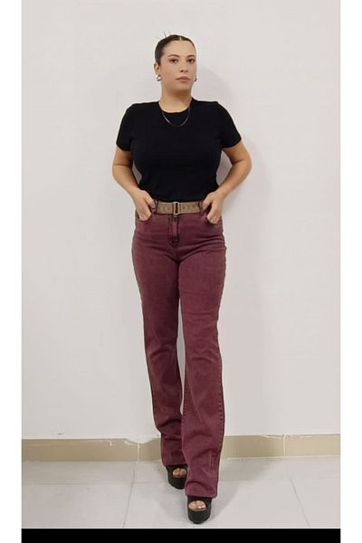 AKŞEN GİYİM Pantaloni de blugi de înaltă calitate, cu lycra largi, cu pictură specială, curea din denim pietrificat, cadou