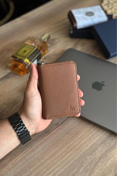 La La'Graccio Paris La'Graccio Paris Lancoves - Men's Genuine Leather Zippered Handy Wallet Matte - Tan
