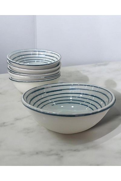 Eren Çini Seramiği 6-Piece Dream Porcelain Breakfast Presentation Snack Bowl Set - 10 Cm, Off White