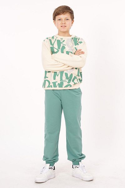 zepkids Σετ φόρμας για αγόρι με γράμμα Crew Neck Printed Green Color