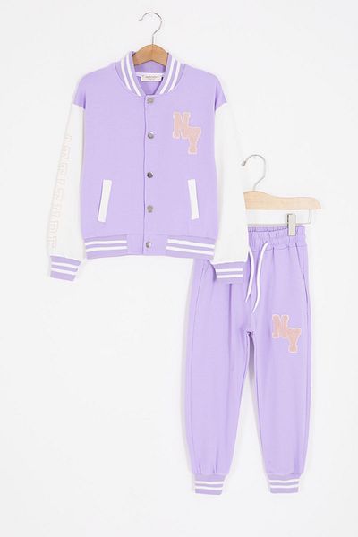 Cansın Mini Комплект анцуг за момичета Lilac NY с бродиран гръб и щампи 16933