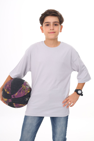 Cansın Mini Gray Plain Crew Neck Men's T-Shirt 18048