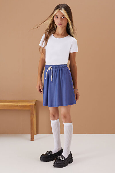 Cansın Mini Girl's Blue Tennis Skirt - Elastic Waist, 19136